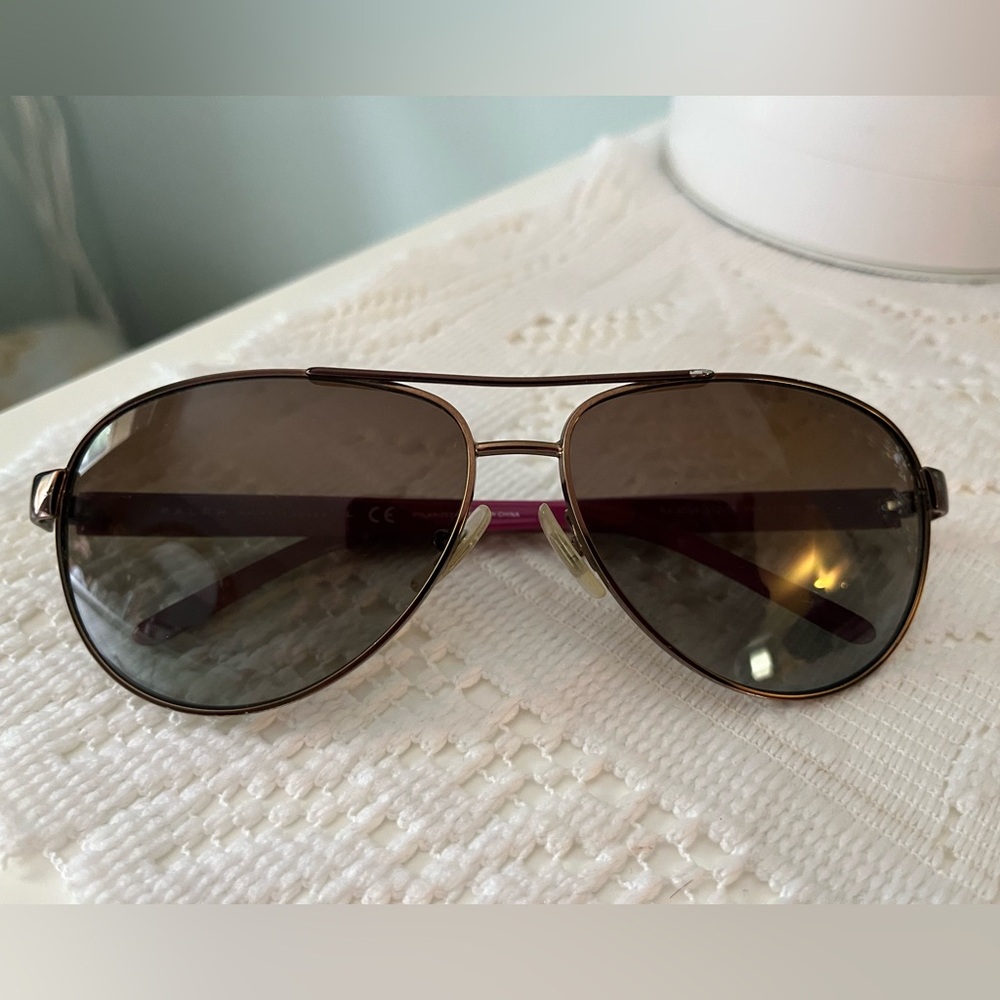 Ralph Aviator Sunglasses with Brown Lenses. Some scratches.
